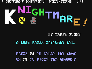 Knightmare title screen for Commodore 64